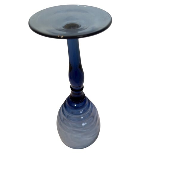 Vintage Cobalt Blue Art Deco Style Glass Goblets Set Of 2 Wine Glass - Picture 6 of 7